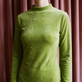 Polyester Stretch Velvet Fabric, 260 gsm, 190 cm — Green, ref EF-274391 — mockup: dress bodycon