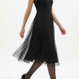 Silver Dots Mesh, Nylon — mockup: dress bodycon