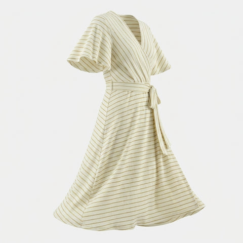 Gold Horizontal-Stripe Rib Knit, Poly-Viscose