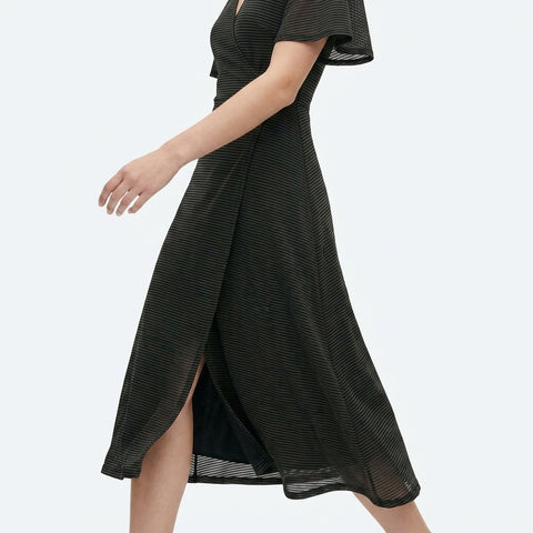 Dark Grey Horizontal-Stripe Mesh, Polyester