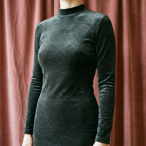 Dark Grey Marl Velvet, Poly-Cotton, 380 gsm