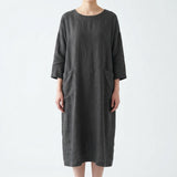 Linen Viscose Stretch Woven Fabric, 190 gsm — Grey, ref EF-251917 — mockup: dress bodycon