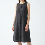 Polyester Stretch Linen-Look Fabric, 185 gsm, 155 cm — Grey — mockup: dress bodycon