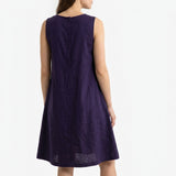 Polyester Stretch Linen-Look Fabric, 200 gsm, 165 cm — Navy, ref EF-269013 — mockup: dress bodycon