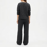 Polyester Stretch Linen-Look Fabric, 345 gsm, 145 cm — Black — mockup: dress bodycon