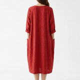 Red Marl Linen-Look, Polyester — mockup: dress bodycon