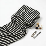 Black Horizontal-Stripe Waffle Knit, Nylon-Spandex, 215 gsm — mockup: dress bodycon