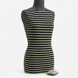 Black Horizontal-Stripe Jersey Knit, Poly-Viscose, 180 gsm, 160 cm, ref EF-272779 — mockup: dress bodycon