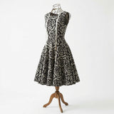 Grey Abstract-Swirl Jacquard, Viscose-Poly — mockup: dress bodycon
