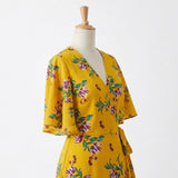 Purple Flowers Crepe, Polyester — mockup: dress bodycon