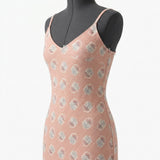White Floral Rib Knit, Poly-Viscose, 220 gsm — mockup: dress bodycon