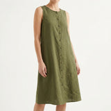Polyester Stretch Linen-Look Fabric, 225 gsm, 160 cm — Green — mockup: dress bodycon