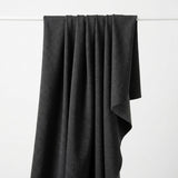Heather Polyester Stretch Scuba Knit Fabric, 320 gsm, 170 cm — Black — mockup: dress bodycon