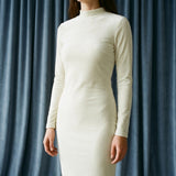 Velvet Fabric, 250 gsm, 185 cm — Beige — mockup: dress bodycon