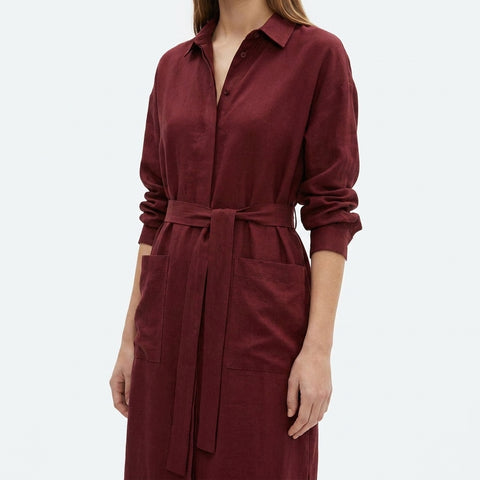 Burgundy Textured Linen-Look, Polyester