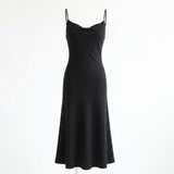 Polyester Stretch Rib Knit Fabric, 325 gsm, 162 cm — Black — mockup: dress bodycon