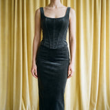 Dark Grey Heather Velvet, Polyester — mockup: dress bodycon