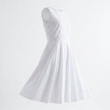 Cotton Stretch Poplin Fabric, 124 gsm, 120 cm — White — mockup: dress bodycon