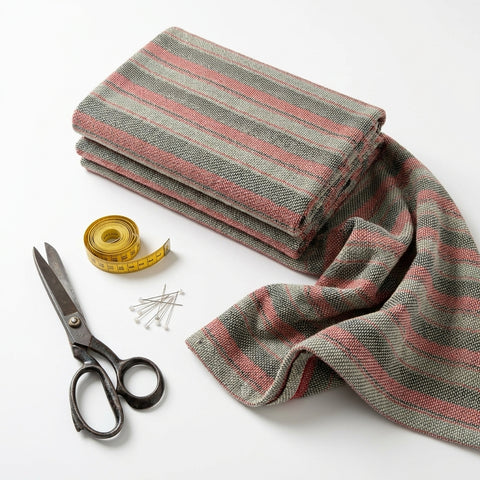 Red Horizontal-Stripe French Terry, Cotton-Poly, 450 gsm