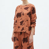 Dark Brown Animal Print Woven, Viscose-Linen — mockup: dress bodycon