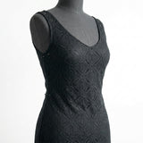 Black Geometric Lace, Polyester, 100 gsm — mockup: dress bodycon