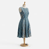 Teal Geometric Poplin, Viscose — mockup: dress bodycon
