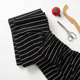 White Horizontal-Stripe Ponte Knit, Cotton-Poly, 270 gsm — mockup: dress bodycon