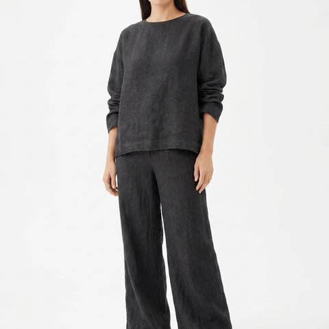 Dark Grey Marl Linen-Look, Polyester, 220 gsm