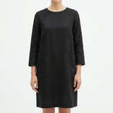 Black Tone-on-Tone Linen-Look, Polyester — mockup: dress bodycon