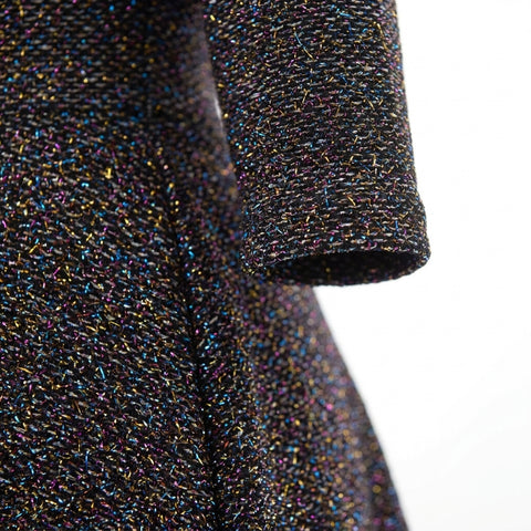 Black Marl Scuba Knit, Poly-Metallic