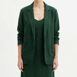 Polyester Stretch Linen-Look Fabric, 280 gsm — Green, ref EF-250889 — mockup: dress bodycon