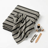 Black Horizontal-Stripe Chunky Knit, Viscose-Poly — mockup: dress bodycon