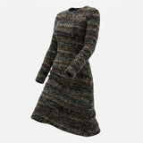 Dark Brown Horizontal-Stripe French Terry, Polyester — mockup: dress bodycon