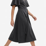 Polyester Viscose Stretch Scuba Knit Fabric, 380 gsm — Black — mockup: dress bodycon
