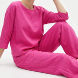 Polyester Stretch Linen-Look Fabric, 262 gsm, 160 cm — Pink — mockup: dress bodycon