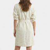 Polyester Stretch Linen-Look Fabric, 200 gsm, 165 cm — Beige, ref EF-246816 — mockup: dress bodycon