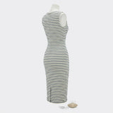 Cream Stripes Bouclé, Cotton-Poly — mockup: dress bodycon