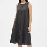 Polyester Stretch Linen-Look Fabric, 200 gsm, 165 cm — Grey, ref EF-249488 — mockup: dress bodycon
