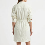 Polyester Stretch Linen-Look Fabric, 230 gsm, 165 cm — White — mockup: dress bodycon
