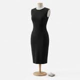 Tencel Lyocell Nylon Stretch Ponte Knit Fabric, 210 gsm, 155 cm — Black — mockup: dress bodycon