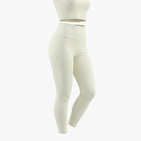 Cream Tone-on-Tone Dot Warp Knit, Polyester