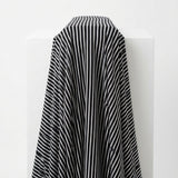 Black Vertical-Stripe Jersey Knit, Viscose, 165 gsm