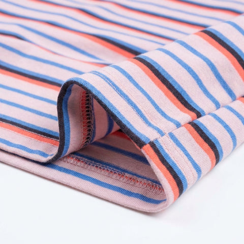 Blue Horizontal-Stripe Jersey Knit, Cotton-Poly, 153 gsm