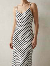 Black Horizontal-Stripe French Terry, Cotton-Poly, 228 gsm