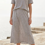 Heather Grey Marl Jersey Knit, Poly-Linen, 110 gsm