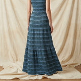 Dark Blue Wavy-Line Chunky Knit, Cotton-Poly