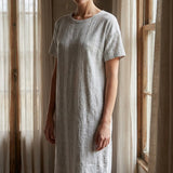 Light Beige Stripes Chunky Knit, Poly-Linen