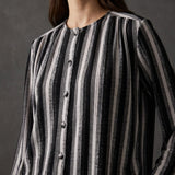 Black Vertical-Stripe Rib Knit, Polyester, 206 gsm