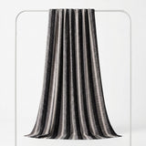 Black Vertical-Stripe Rib Knit, Polyester, 206 gsm