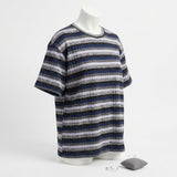 Navy Horizontal-Stripe Rib Knit, Polyester, 175 gsm